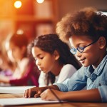 Young students reading and concentrating