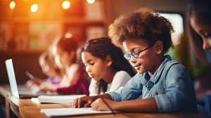 Young students reading and concentrating